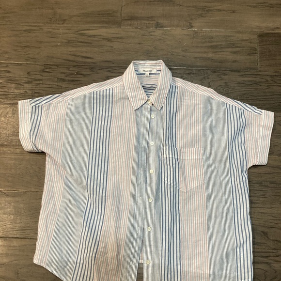 Madewell Front-Tie Button Down Short Sleeve Blouse size xs - Picture 3 of 7